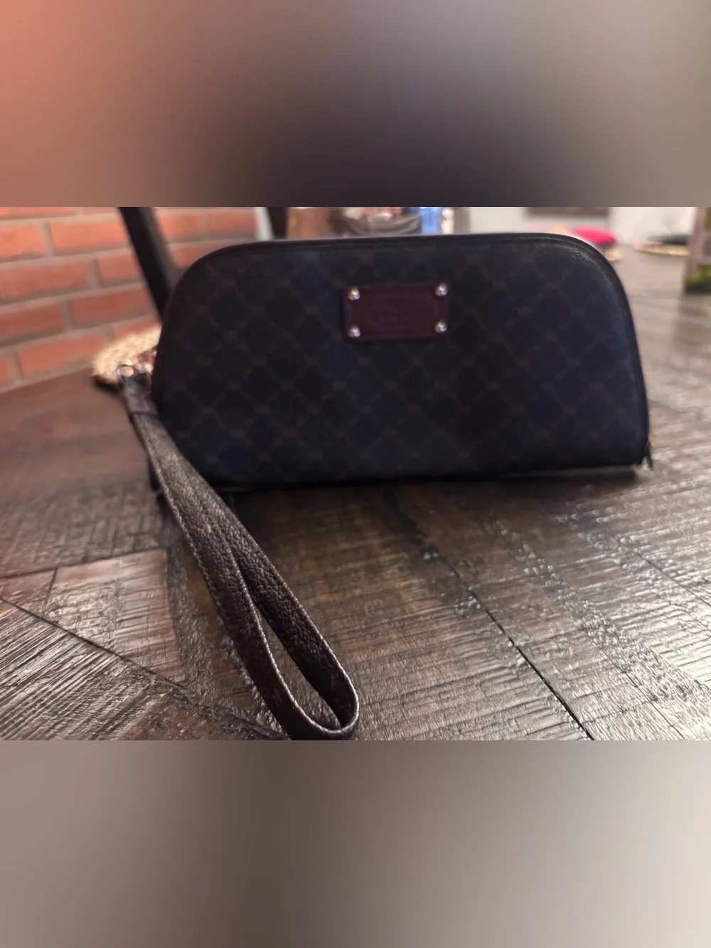 Rioni Dark Brown Monogram wristlet Bag